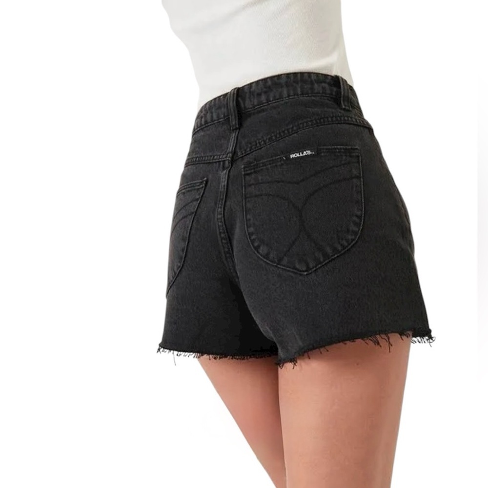 ROLLA'S Women's Black High Rise Cut Off Jean Shorts Size 25